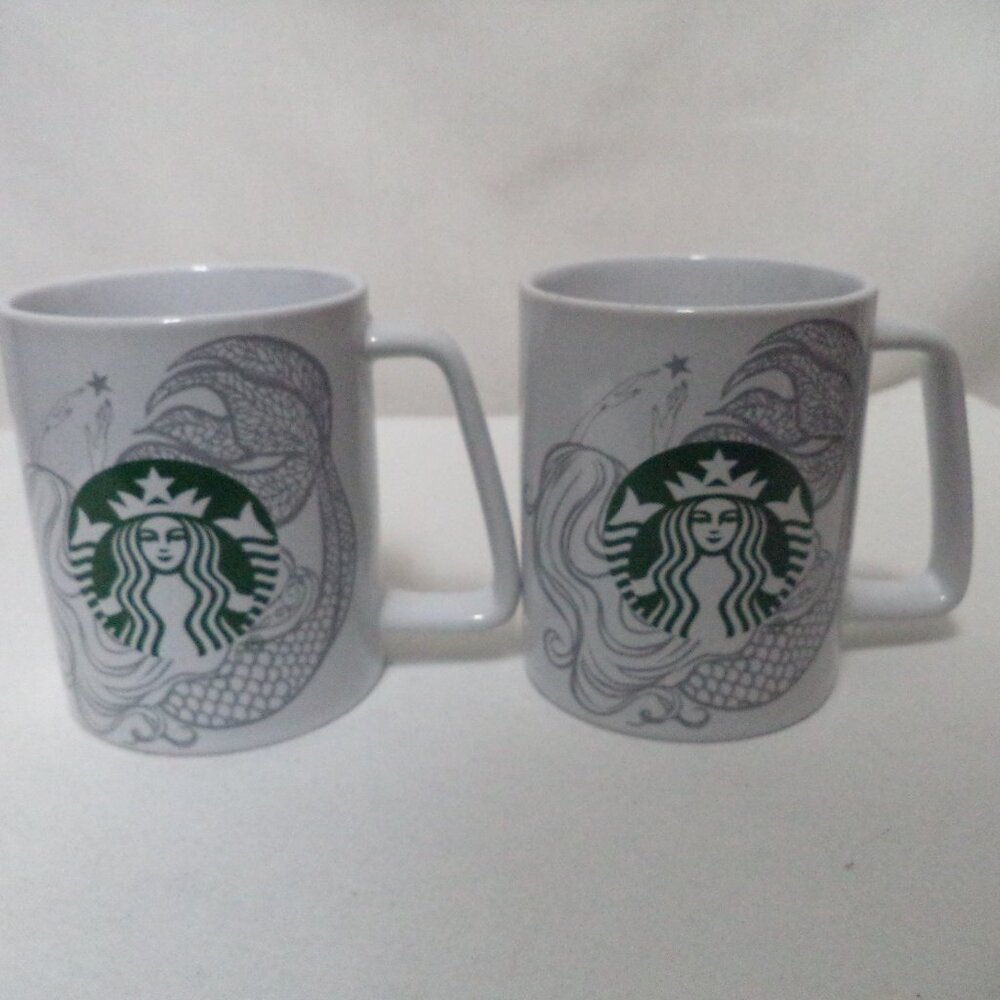 Starbucks 2020 Mug Cup Sketch Mermaid Siren Tail Anniversary Set 2 micro dish